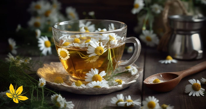 دمنوش بابونه برای درمان لرز بدن - Chamomile tea for body shivering treatment